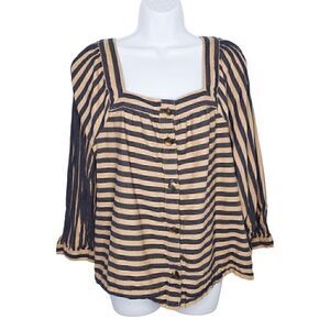 Striped Blue and Tan Women's Top